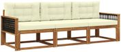 vidaXL Acacia Hout Chaise longue ensemble de salon 3 pièces Naturel et Crème
