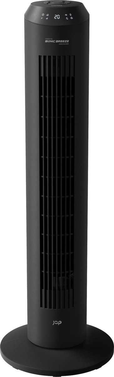 JAP JAP Vancouver - Stille torenventilator - Ionisator luchtreiniger - Design ventilator staand - 86,8 cm - Oscillerende kolomventilator - Timer - Afstandsbediening – Mat zwart