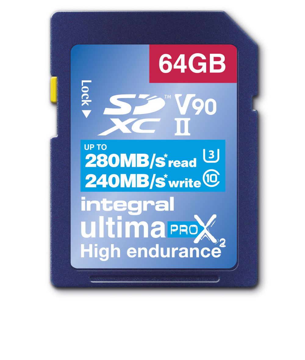 Integral 64GB SDXC UHS-II V90 Memory Card - 280MB/s Read, 240MB/s Write