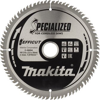 Makita Afkortzaagblad Hout 216x1.5x30 T80 - E-08894