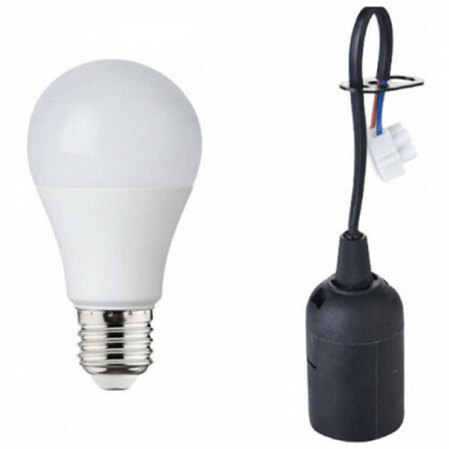 BES LED Verhuisfitting Set 10 Stuks - E27 - 15W - Helder/Koud Wit 6400K - Zwart - 42mm
