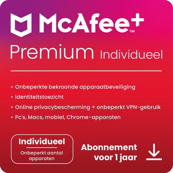 McAfee+ Premium - Individueel - Onbeperkt Aantal Apparaten - 1 Jaar - NL - Download