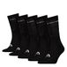 HEAD Unisex All Sports Crew Sock (set van 5), zwart, 35/38 EU