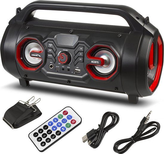 Audiocore AC875 Bazooka Draagbare Bluetooth-luidspreker Boombox - 30W - IPX4 - Zwart