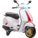Vespa Enfant Électrique Avec Roulettes, Phare Et Musique, En Pp Et Métal, 107x47x73 Cm, Blanc