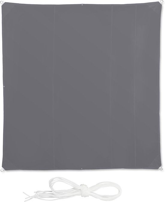 Relaxdays Schaduwdoek Vierkant Antraciet - Zonwering Balkon Weerbestendig - UV-bescherming 5 x 5 m