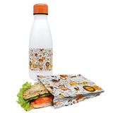 Nerthus FIH 1008 roestvrij stalen dubbelwandige fles set sandwichtas kinderen leeuwen school