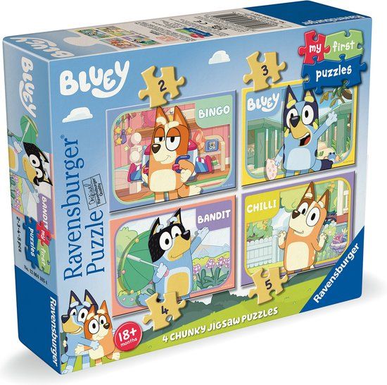 Ravensburger Kinderpuzzel - Bluey 4 in a Box - Vanaf 18 Maanden