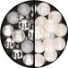 Merkloos / Sans marque Billiet - Vanlaere Kerstballen 36x stuks - 3 en 4 cm - zilver en parelmoer wit - kunststof