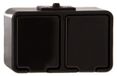 Schneider Hermetische dubbele stopcontactdoos van cederhout, met/zonder 16A, IP44, zwart, model Nt-230H, artikelnummer NT230H05