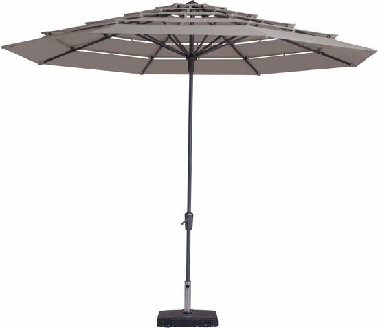 Madison Parasol Syros Open Air Round Taupe - 350cm - Grijs