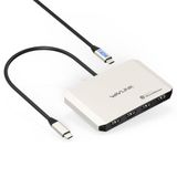 WAVLINK USB-C naar HDMI-adapter, Quad-monitor-adapter voor M1/M2/M3/M4 macOS-systemen, 140 W PD-ingang, 4 HDMI-poorten, quad-4K-uitgang, SMI-driver en host-USB 3.2 vereist