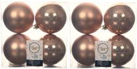 Decoris Kerstballen 8x stuks toffee bruin 10 cm kunststof