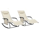 VidaXL Chaises longues, 2 pièces, Textilène, crème et gris