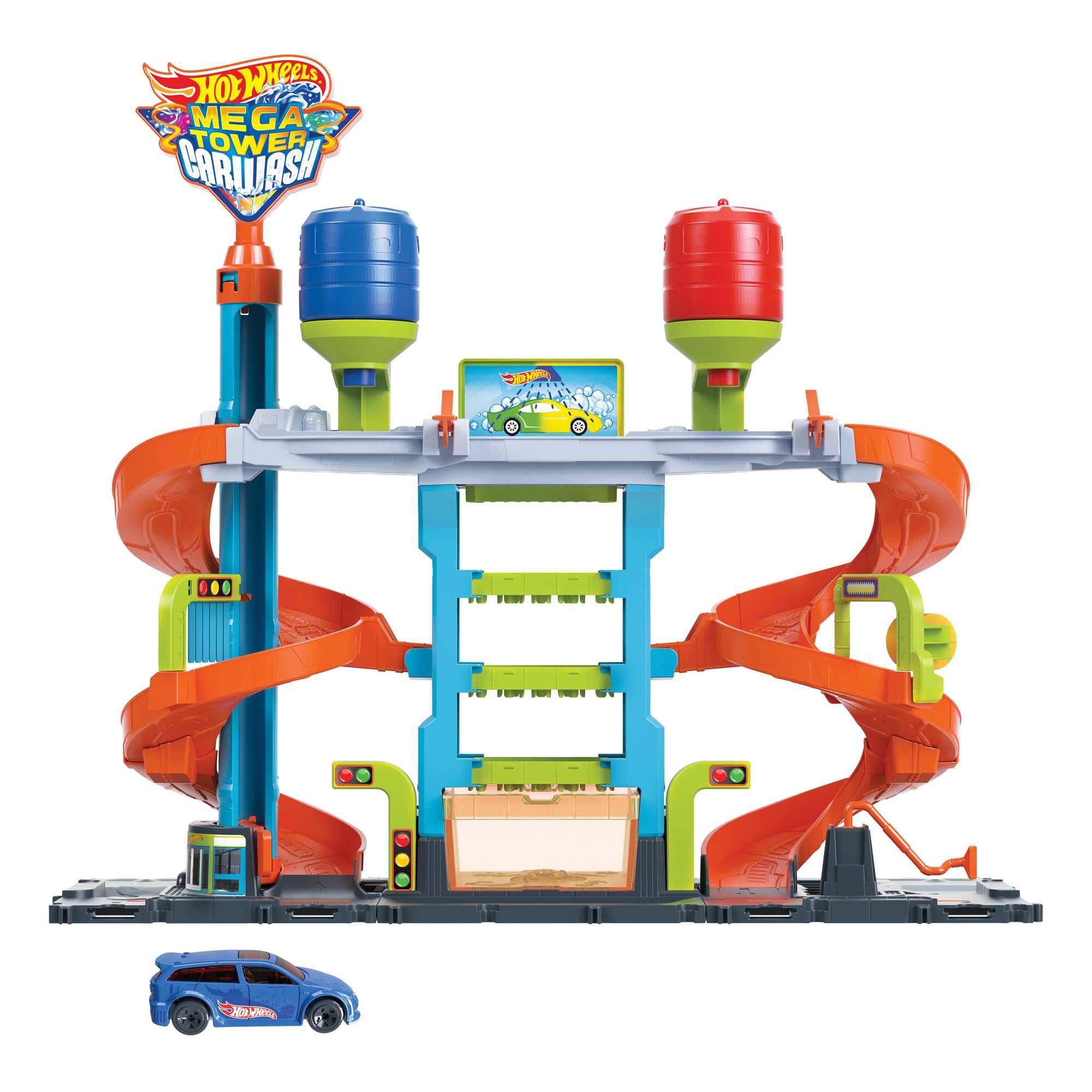 Hot Wheels City Mega Autowasserette Toren - Voertuig & Circuitset