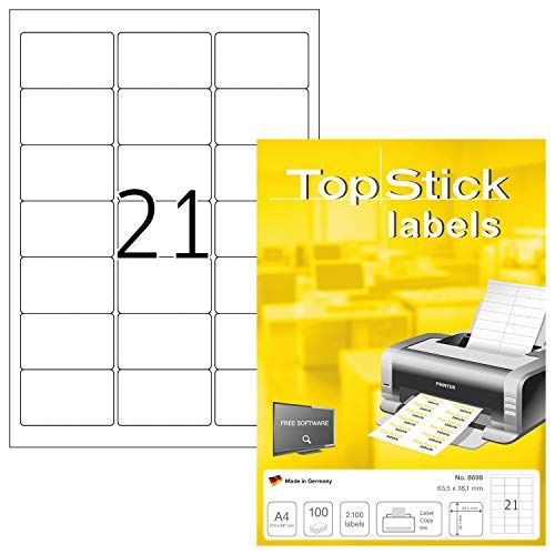 TOP STICK universele etiketten, 63,5 x 38,1 mm, wit