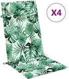 vidaXL Stoelkussens 4 st hoge rug bladpatroon oxford stof