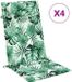 vidaXL Stoelkussens 4 st hoge rug bladpatroon oxford stof