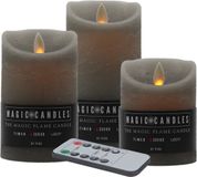 Magic Flame bougies LED/bougies piliers set - 3x - gris - télécommande