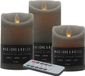 Magic Flame bougies LED/bougies piliers set - 3x - gris - télécommande