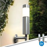 RexTech Solar wandlamp buiten 'Lucifer' - Set van 2 stuks - RVS - Warm wit licht - Tuinverlichting op zonne-energie