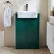 Hudson Reed Cluo Collectie meuble de lavabo vert foncé 55cm avec lavabo | poignées profilées en laiton brossé