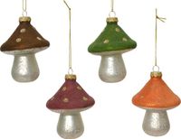 Decoris Paddenstoel glas d7.5h8.5 cm a4 kerst