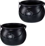 Merkloos Heksenketel - Set van 2 - 19 cm - Halloween Accessoire