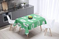 Bonamaison Tafelkleed, Anti-Mold, Sneldrogend, Waterdicht, 100% Polyester Tafellaken, Petroleum Groen, Wit, 140 x 140 Cm