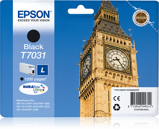 Epson Big Ben - Zwarte inktcartridge - C13T70314010 - 24 ml