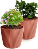 Prosperplast Plantenpot/bloempot Buckingham - 2x - buiten/binnen - steenrood - D14 x H13 cm