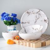 Royal Swiss Serviesset 34-delig – bordenset voor 6 Personen – Melamine – Lichtgewicht, Breukvast en Vaatwasserbestendig – Voor Camping , Picknick en Thuis