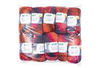 Gründl Wol Viltwol Spectra, Oeko-Tex gecertificeerd, 100% scheerwol om te vilten, 100 g / 100 m, 10 bollen à 100 g), vulcano meerkleurig