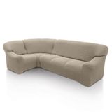 FAVERTI Elastische hoekbankhoes | hoekbank van 3,4 tot 5,4 m | model Novelle | beige | hoogwaardige bescherming van jacquard-stof met katoengevoel