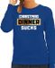 Bellatio Decorations Shoppartners Bv Foute Kersttrui / sweater - Christmas dinner sucks - kerstdiner - blauw voor dames - kerstkleding / kerst outfit L