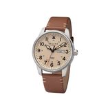 Regent Herenhorloge F-1255 Analoog Leer Zilverkleurig Crème 20 ATM