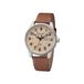 Regent Herenhorloge F-1255 Analoog Leer Zilverkleurig Crème 20 ATM