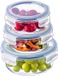 KADAX Hittebestendige glazen container met deksel, voedselcontainer van robuust glas, bewaarcontainer, vriescontainer, vershouddoos (rond set van 3)