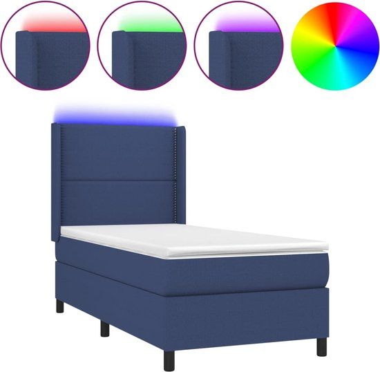 VidaXL Bedframe met Matras en LED Blauw Stof 100x200 cm