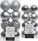 Decoris Kaemingk B.V. Kerstversiering kunststof kerstballen zilver 4-6 cm pakket van 32x stuks