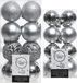Kaemingk B.V. Kerstversiering boules de Noël en plastique argent 4-6 cm lot de 32x pièces