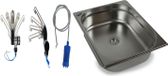 Évier en inox 325x265x100 mm, adapté au camping. Incluant évier, lavabo, robinet et pompe