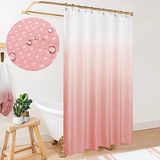 Mrs.Naturall Roze blush douchegordijnen voor badkamer schattige tienermeisjes kinderen douchegordijn sets wit en roze boho ombre roségoud douchegordijn met haken 180 x 183 cm koraal perzik stoffig