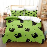 3-delige microvezel beddengoedset met kattenmotief - 220 x 240 cm