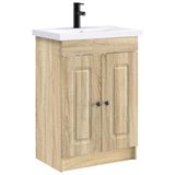 vidaXL Badkamermeubelset Sonoma Eiken 56 x 37,5 x 81 cm Bewerkt hout