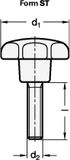 Ganter Norm Ganter GN 6336.4 Sterknop - Kunststof, 50 cm Hoog, M12 Schacht