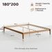 Cadre de lit en bambou - Lit en bois massif 180x200 cm - Système de clic, aucun outil requis - Silencieux, sans grincement - Design moderne et minimaliste - Bambou naturel