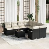 vidaXL - Tuinbank - Set - 9 - st - Zwart - poly - rattan