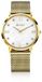 ZINZI Roman horloge witte parelmoer wijzerplaat stalen kast geelgoudkleurig stalen mesh band geelgoudkleurig 34mm extra dun ZIW548M