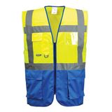 Portwest C476 Warsaw Uitvoerend Hesje Hoge Zichtbaarheid 2 Opgezette Zakken | Geel/Koningsblauw, 3XL, EN ISO 20471 Klasse 1, Ritssluiting Voorzijde, Telefoon- en Pennenzak, Contrasterende Panelen